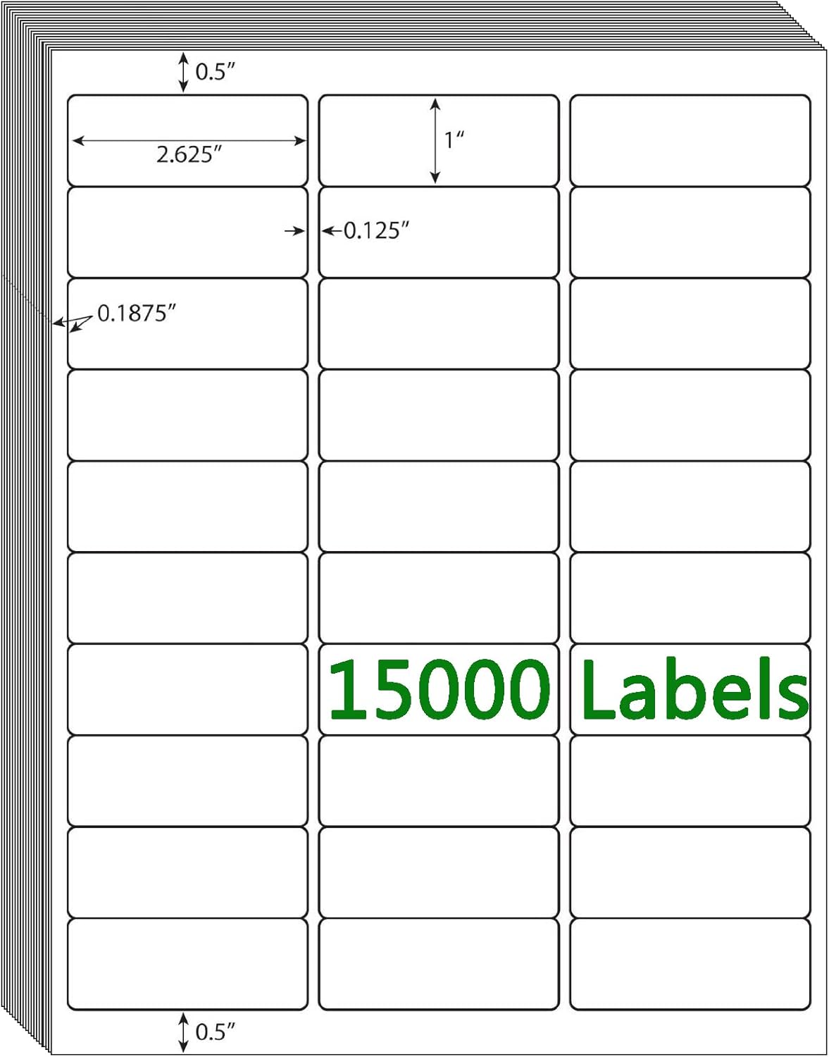 30 UP Labels 1"x2-5/8" Mailing Labels Shipping Address FBA Labels for Laser/Inkjet Printers, White Blank Sticker Name Tags, Printable Address Labels (500 Sheets, 15,000 Labels)
