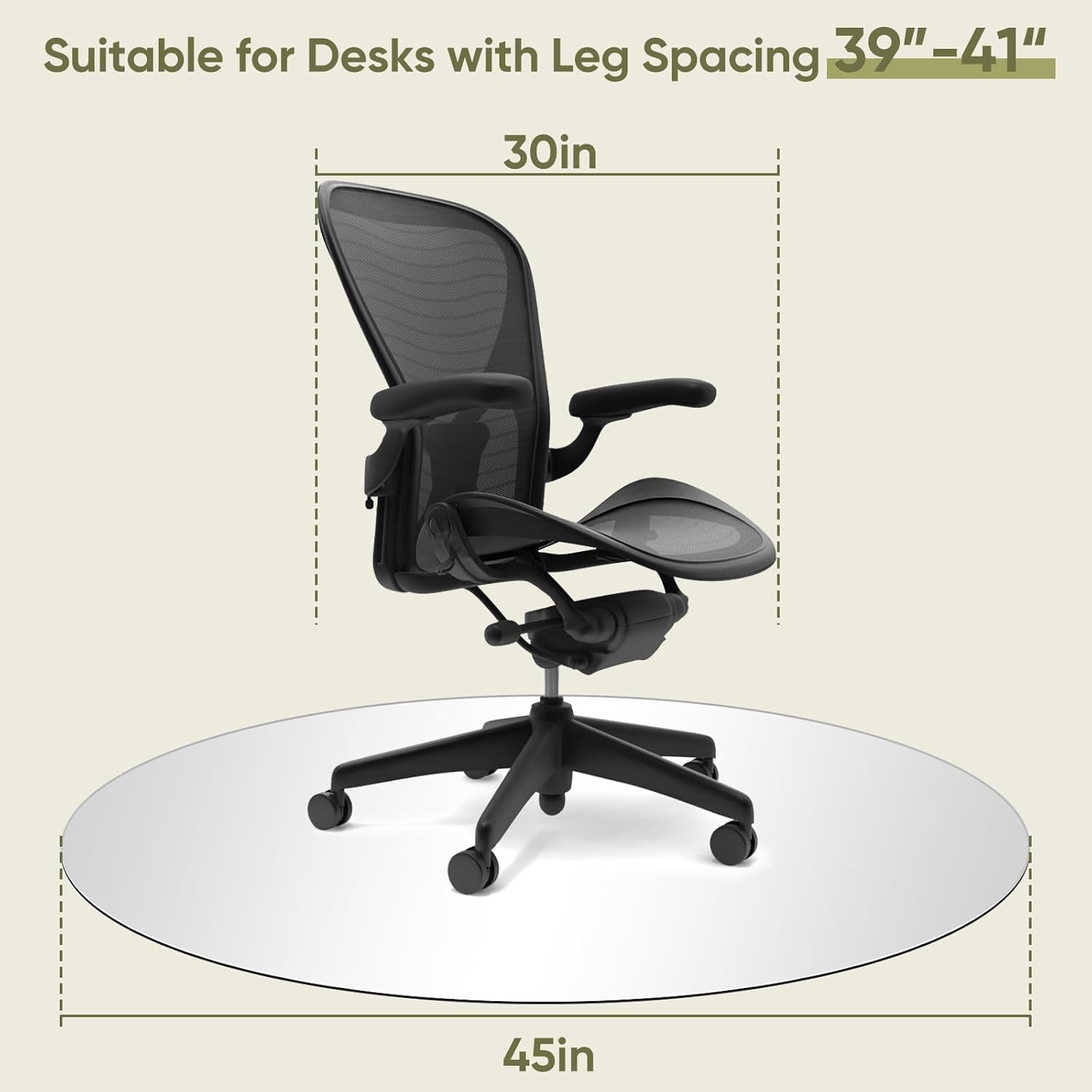 Round Office Chair Mat for Carpet & Hardwood, Upgraded 45" x 45" Dual Use Tempered Glass Chair Mat for Chair and Footrest Under Desk