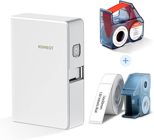 NIIMBOT Impresora de etiquetas B18 con cartucho de cinta negra y etiquetas blancas y cinta roja
