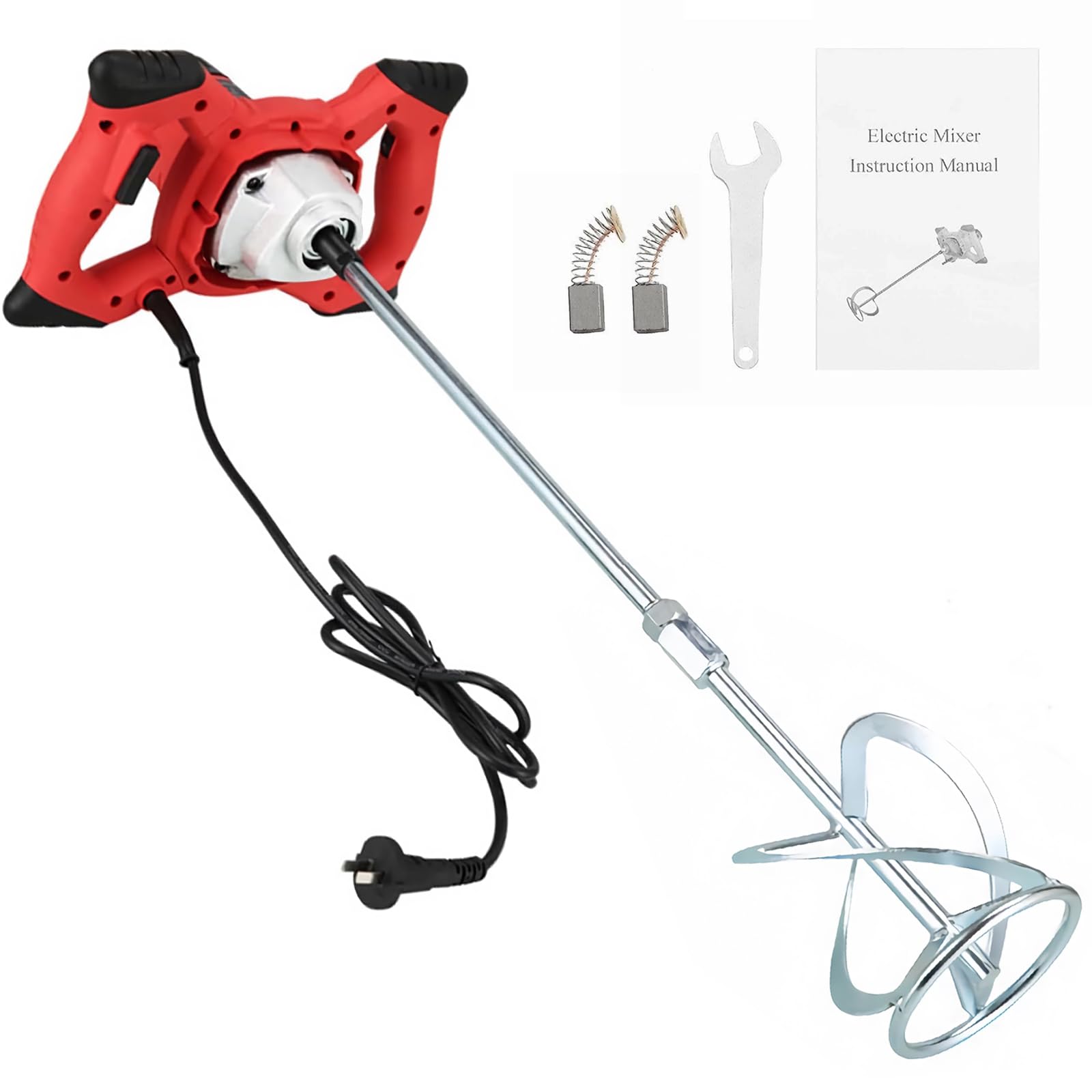 Mezclador de cemento, máquina mezcladora de concreto eléctrica de 2100 W con 6 velocidades ajustables, mezclador de barro portátil de 110 V para mezclar hormigón, barro, mortero, yeso, pintura