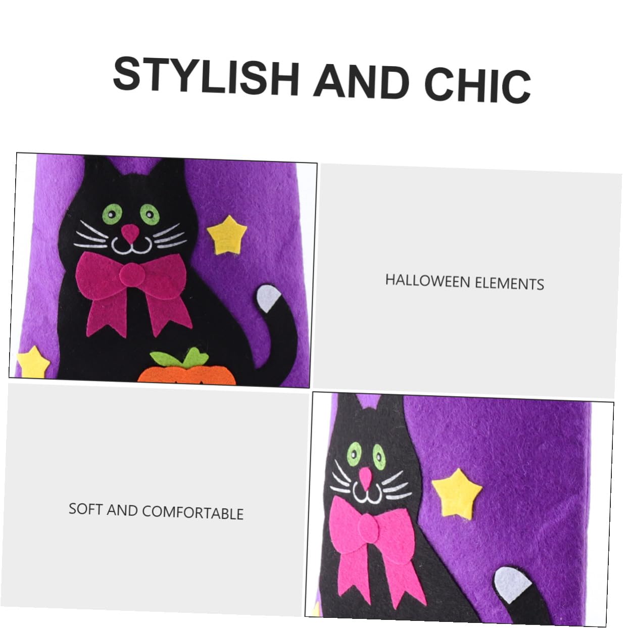 MUCKLILY 18 Stck. Teiliges Halloween Tragbare Beuteltaschen aus Flauschstoff mit Lustigen Applikationen Wiederverwendbare Süßigkeiten Taschen für Halloween Party und Geschenke