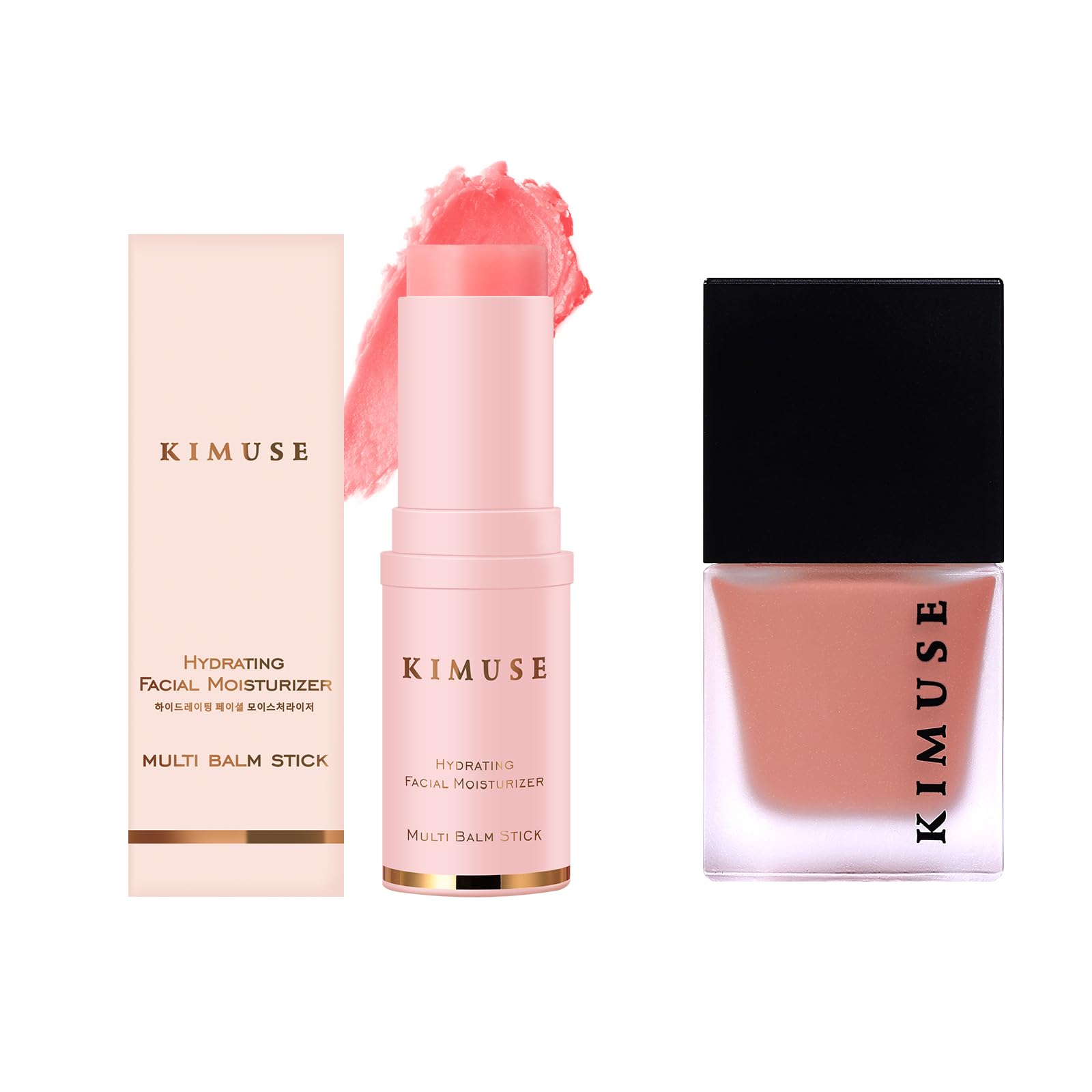 KIMUSE Hydrating Multi Balm Stick & Lightweight Breathable Feel, Sheer Flush Of Color Liquid Blush Makeup
