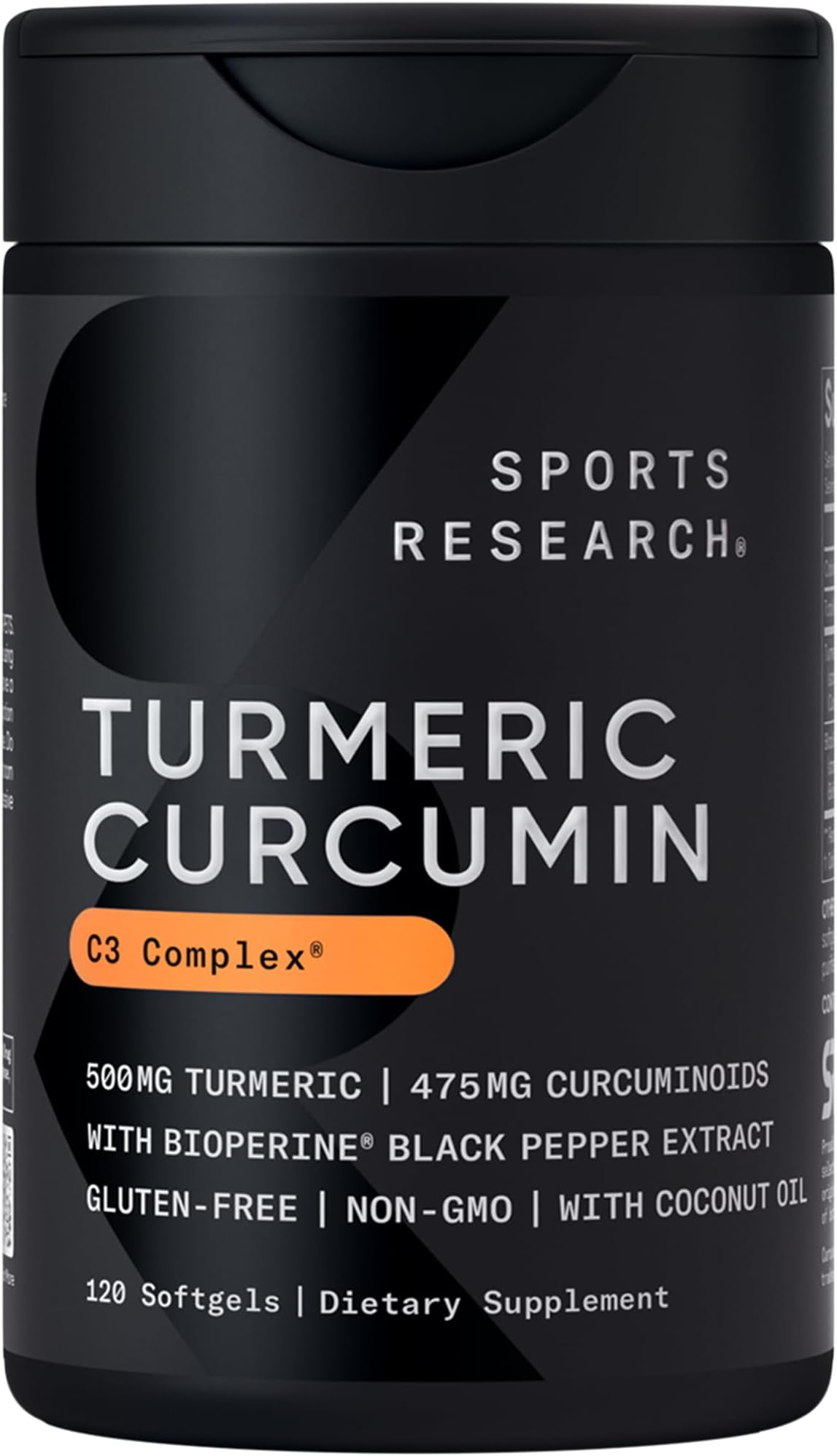 Turmeric Curcumin C3 Complex 500mg, Enhanced with Black Pepper & Organic Coconut Oil for Better Absorption; Non-GMO & Gluten Free - 120 Count