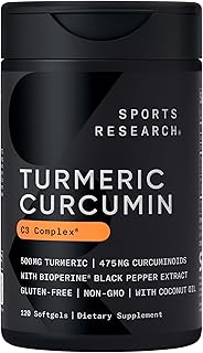 Sports Research Turmeric Curcumin C3 Complex - Softgels with Bioperine B...
