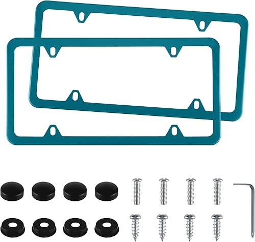 GaRhomxy Marcos para matrĂcula, 2 soportes para placa de matrĂcula de acero inoxidable con 4 agujeros, marco protector para placas con tapas de GaRhomxy Marcos para matrĂcula, 2 soportes para placa de matrĂcula de acero inoxidable con 4 agujeros, marco protector para placas con tapas de