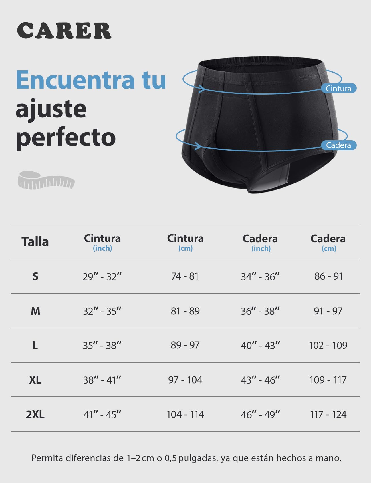 Carer Slip para Incontinencia Hombre 3 piezas, Calzoncillos Reutilizables y Lavables de Algodón con Almohadilla Absorbente 200 ml, Calzoncillos de Incontinencia Hombre Talla XL