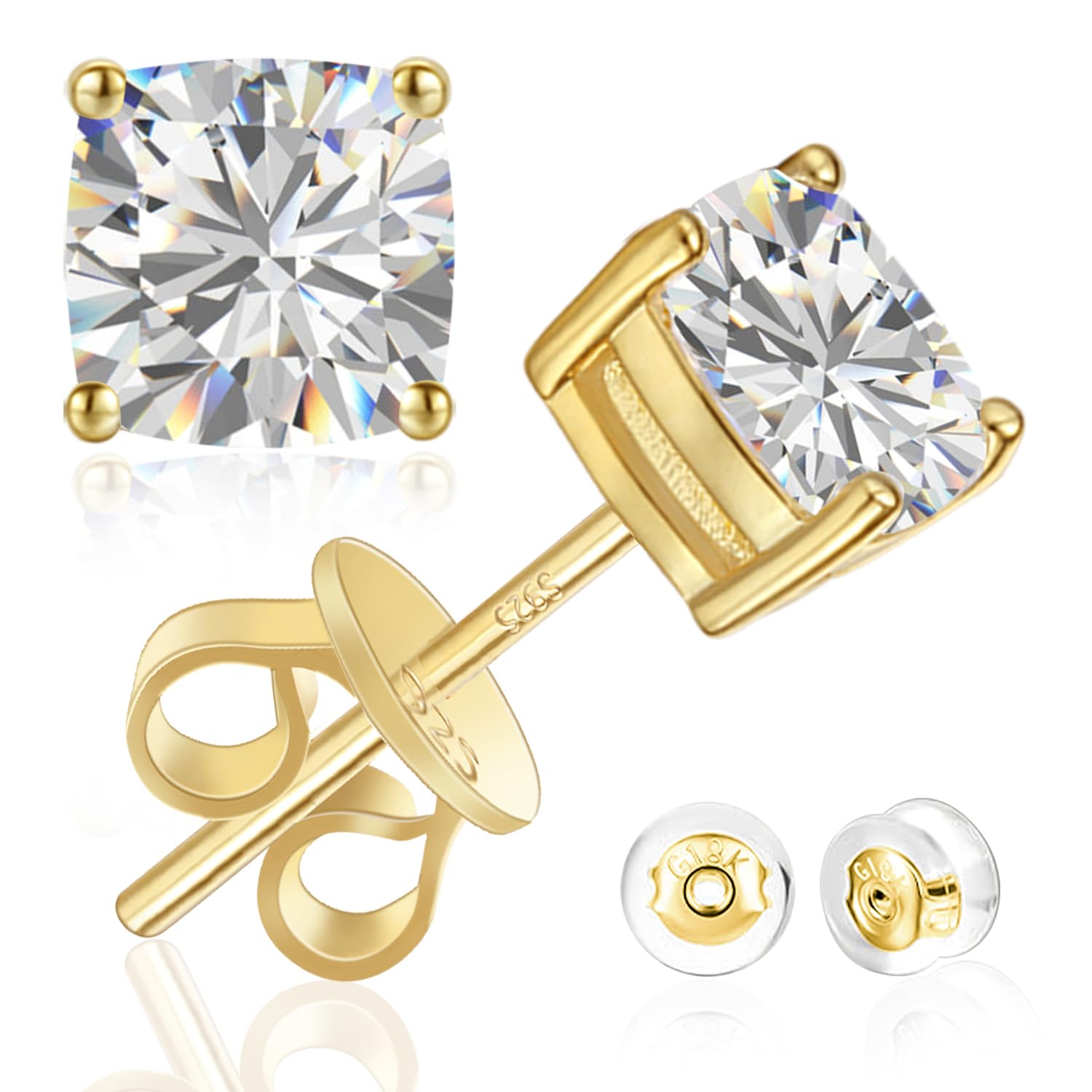 Moissanite Stud Earrings 2.0CT D Color,GRA 925 Sterling Silver Earrings for Men 18K White Gold Plating Earrings for Women,wedding earrings