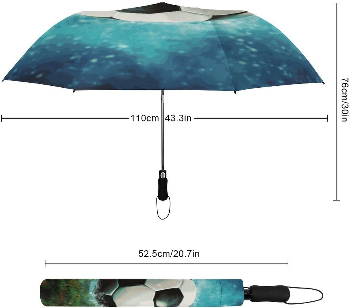 Soccer Ball Background Umbrella Extra Large Folding, Travel Umbrella Windproof, Compact, Golf Umbrella With Unique Patterns, Fashionable And Beautiful for Men And Women.
