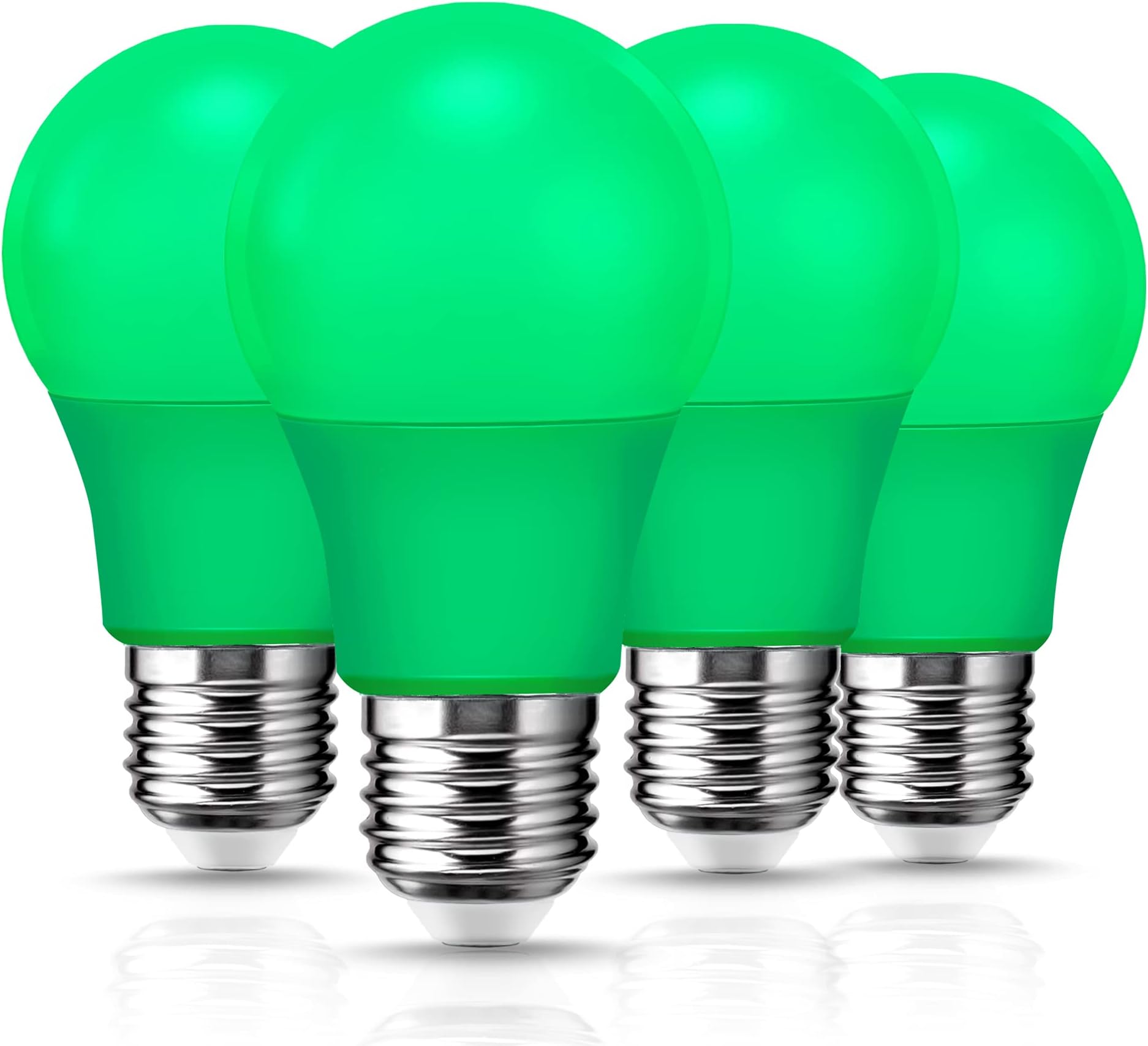 Flaspar 4 Pack A19 LED Green Light Bulb, 9W (60Watt Green Colored Light Bulbs Equivalent), E26 Base LED Green Lights for Christmas Halloween Light Bulb, Party, Porch, Home Lighting, Holiday Lighting