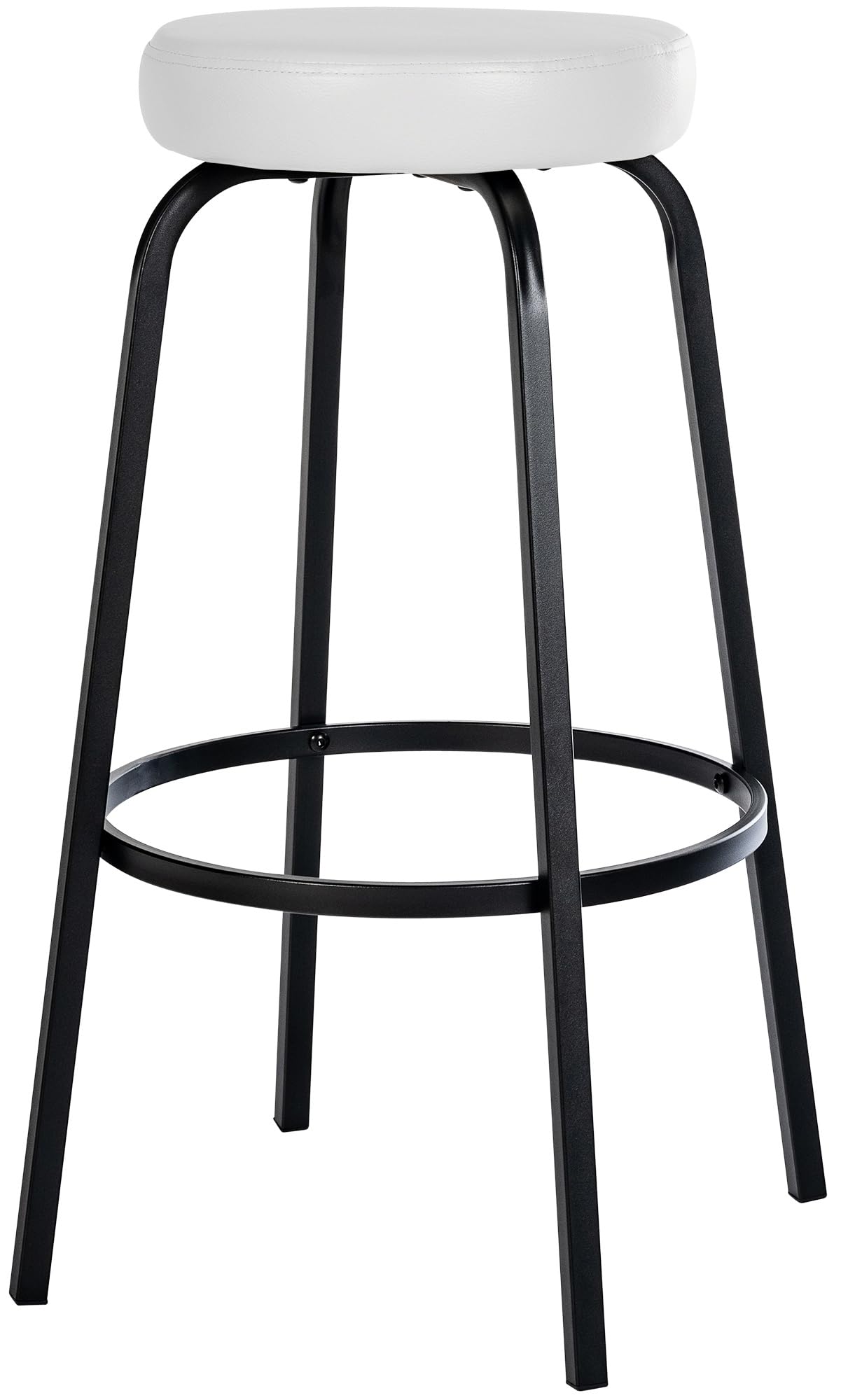 CLP Tabouret de Bar rembourré sans Dossier Kamari, Chaise de Bar avec revêtement en Similicuir ou en Velours, avec Structure métallique | Couleur Blanc Matériel Similicuir