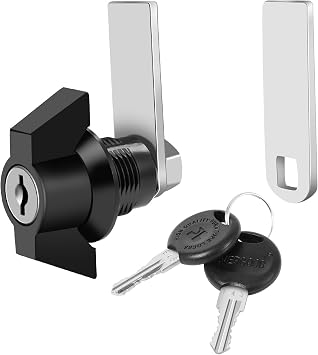 5/8 Inch Black Toolbox Lock with Keys, Cabinet Locks Keyed Alike, Tubular Cam Lock, Tool Box Locks with Manual, Zinc Alloy1Pack