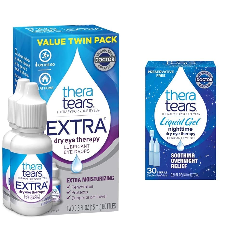 TheraTears Extra Dry Eye Therapy Lubricating Eye Drops for Dry Eyes 0 5 fl oz Bottle 2 Count