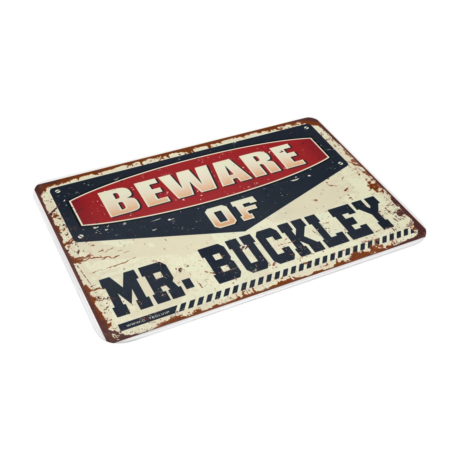Wycieraczka Wejście na zewnątrz Zabawna Uważaj na Mr. Buckley Wycieraczka Wystrój piwnicy Kawiarnia Bar Decor (rozmiar: 65 x 90 cm)