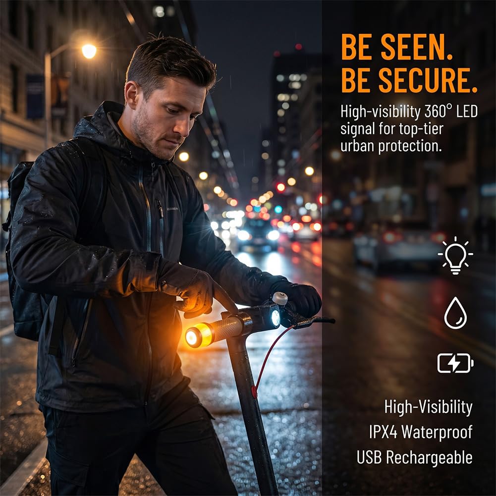 e Scooter Blinker nachrüsten Set, Blinker e Scooter, blinkers e Scooters nachrüsten, LED Handlebar Light Waterproof Electric Scooters Handlebar Plugs for Xiaomi Turn and Segway Ninebot