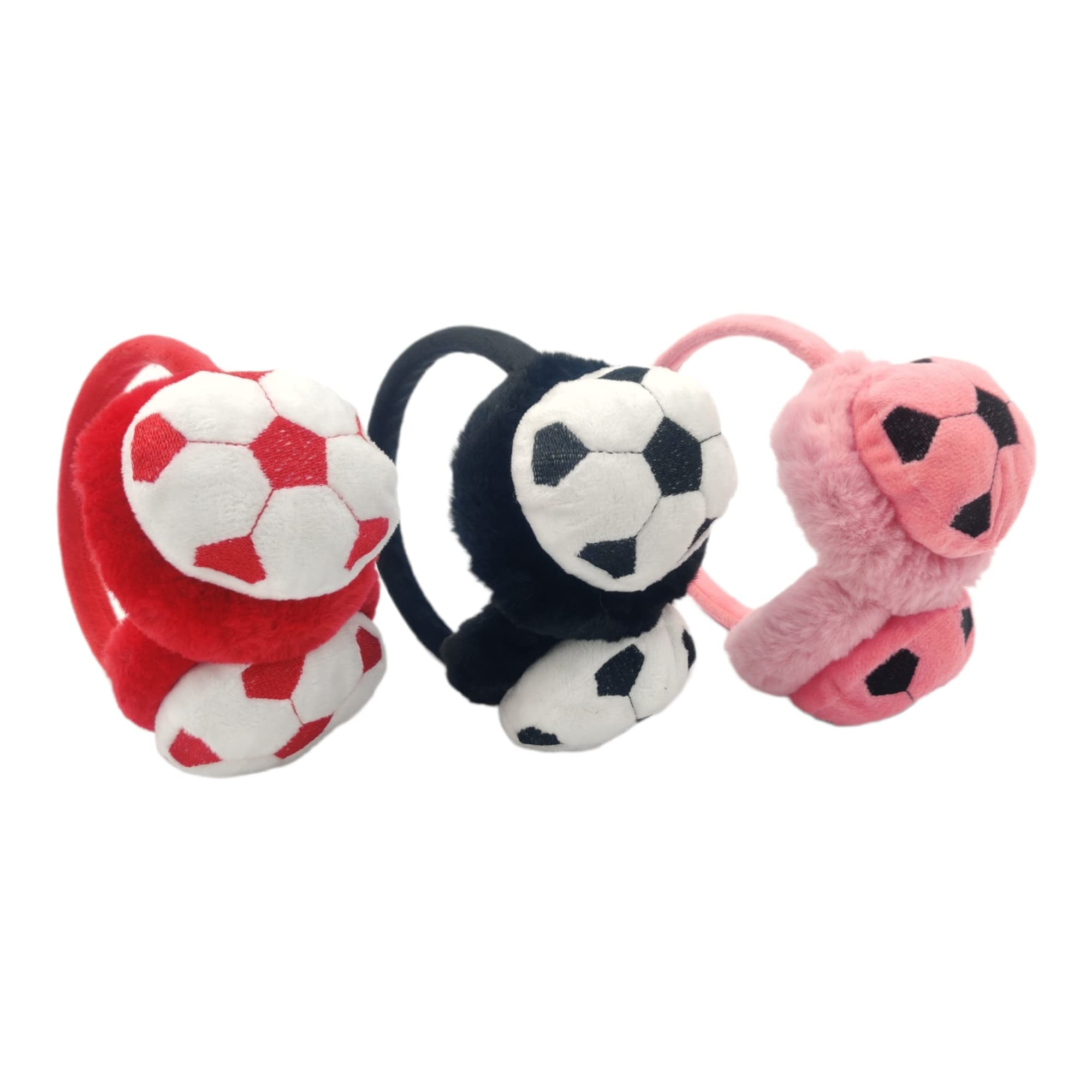 UMANI® Kids Winter Earmuffs Adjustable Soft Plush Faux Fur Ear Warmers for Girls & Boys 5-10 (FOOTBALL, 3PC ASSORTED COLOUR) 1