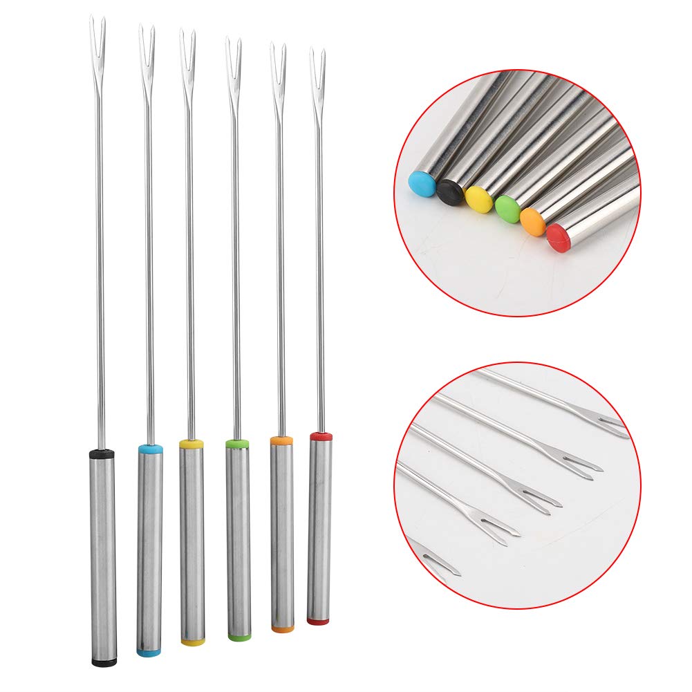 LKWLPD 6Pcs Stainless Steel Fondue Forks With Heat Resistant Handle Color Fondue Set Fondue Sticks Fondue Cheese Grill Cake Chocolate Meat Fruits Cheese F - View #8