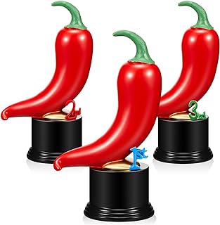Yinkin 3 Pcs Chili Pepper Trophy Chili Cook Off Trophies Chili Cook Off Prizes Trophy for Chili Cook Off Events Available 1st Place Gold, 2nd Place Silver, 3rd Place Bronze Positions