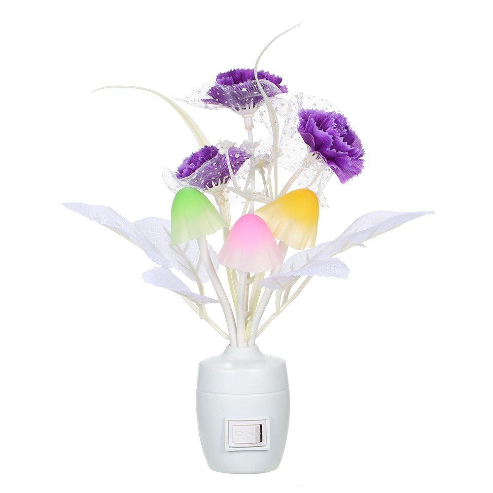 AC110220V LED Flower Vase Potted Wall Lamp Night Light Press Button