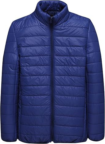 Mens Puffer Jacket Lightweight Packable Down Coat Stand Collar Quilted Jacket Plus Size Warm Casual Winter Jacket