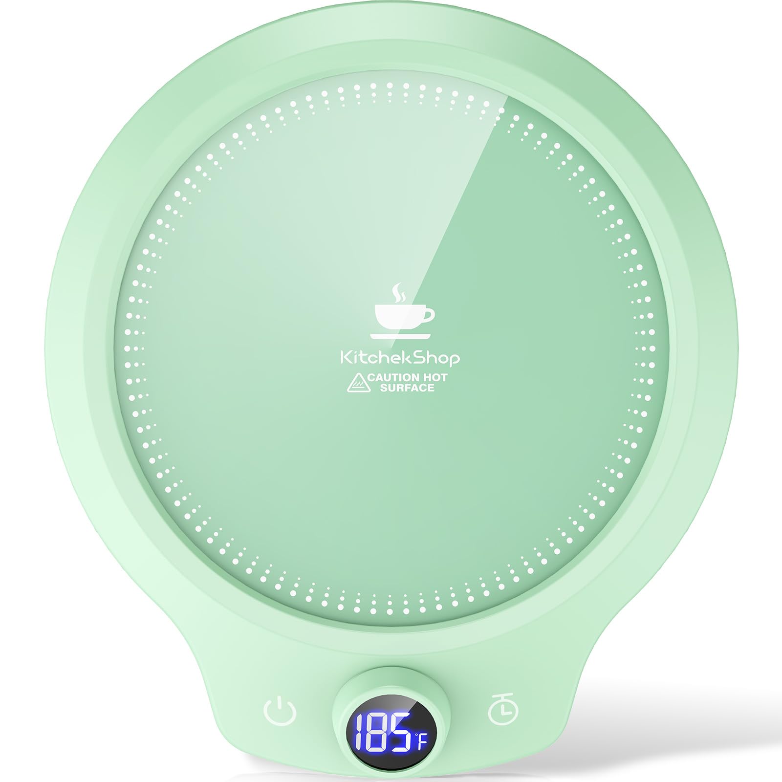 Fast Heating Mug Warmer - 4 Temp Settings &amp; 1-12H Timer, Coffee Cup Warmer Plate for Desk Auto Shut Off, Ideal Beverage Warmer Gift for Coffee, Tea, Milk (Green)