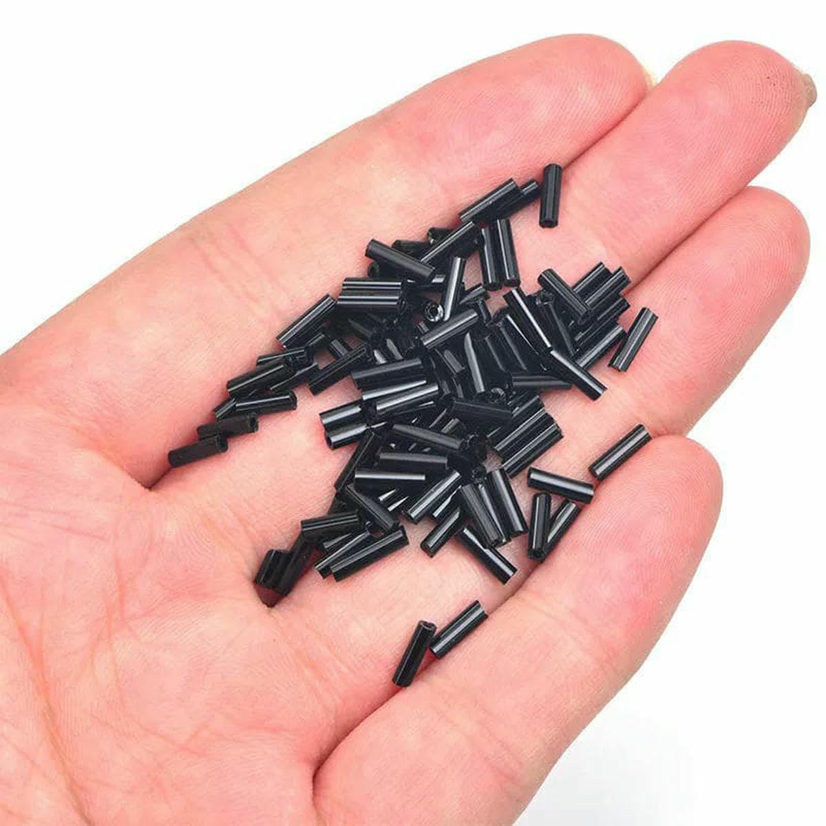Zestaw do robienia bransoletek dla dorosłych, Koraliki szklane Bugle, przekładka, 20g 6mm czarny koralik do szycia Rhinestone luźne kamienie dla DIY ubrania tworzenia biżuterii(Black)