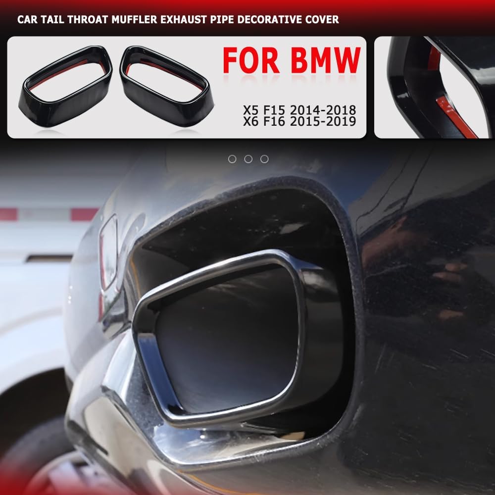 Tail Pipe Trim Compatible For B-MW M sports version X5 F15 2014-18 X6 F16 2015-19 Car Exterior Exhaust Pipe Mufflers Cover Rear Bumper Cylinder Exhaust Pipe Cover