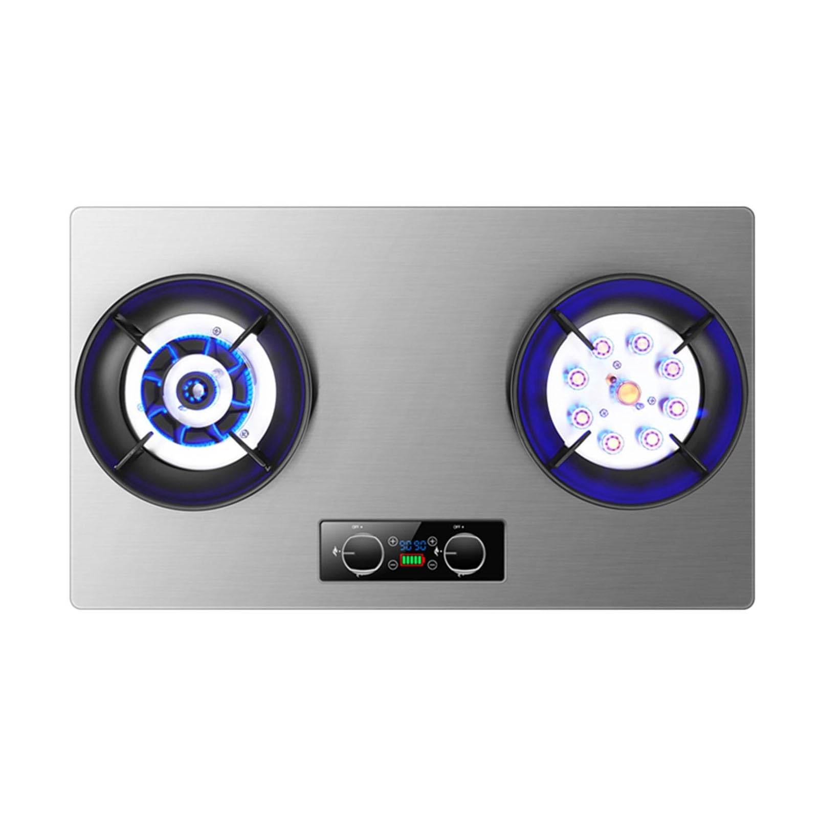 Cuisinière À Gaz 2 Brûleurs, Cuisinière Convertible GN/GPL, Table De Cuisson/plaque De Cuisson Intégrée En Fonte D'acier Inoxydable, Avec Protection Contre L'extinction, 4,8 KW/5,2 KW(LPG)