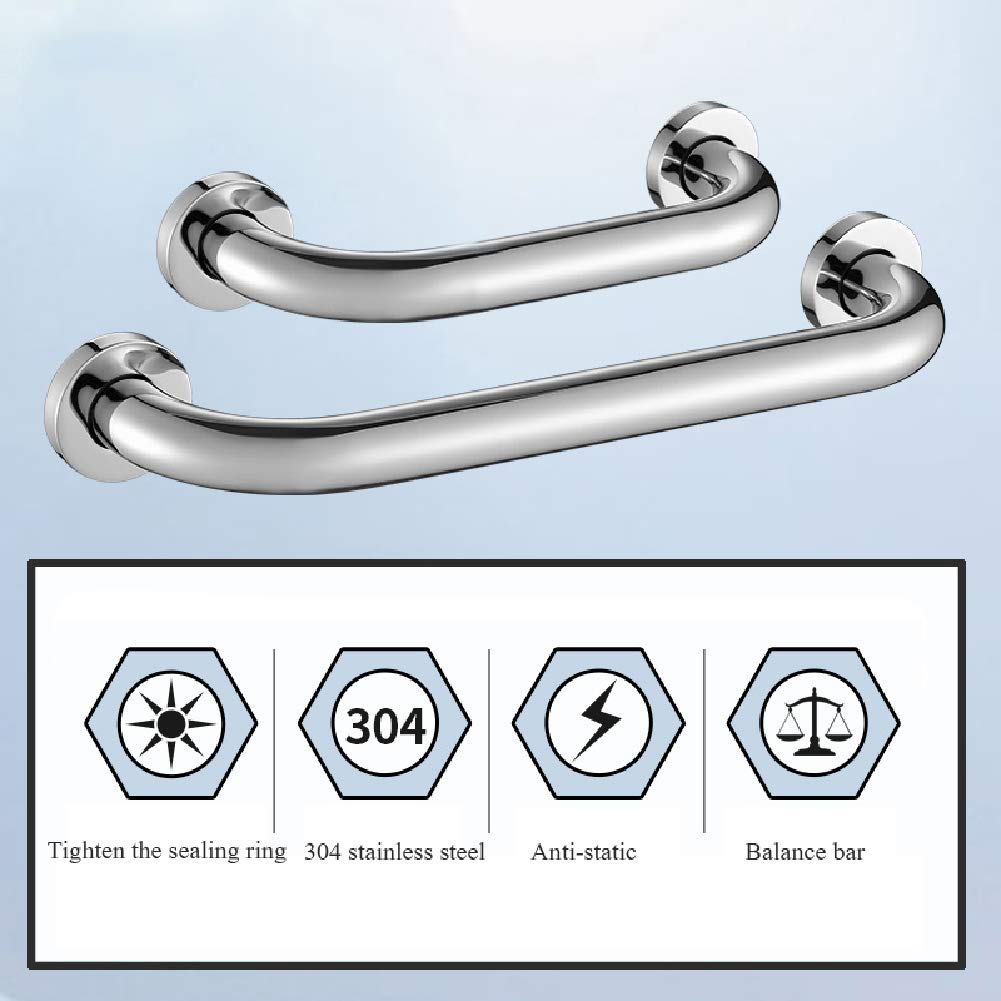 Maniglione Bagno in Acciaio Inossidabile, maniglioni di Sicurezza per disabili per Anziani, per vasche da Bagno, Doccia, WC, Esterni, Scale (30/40/50 cm)