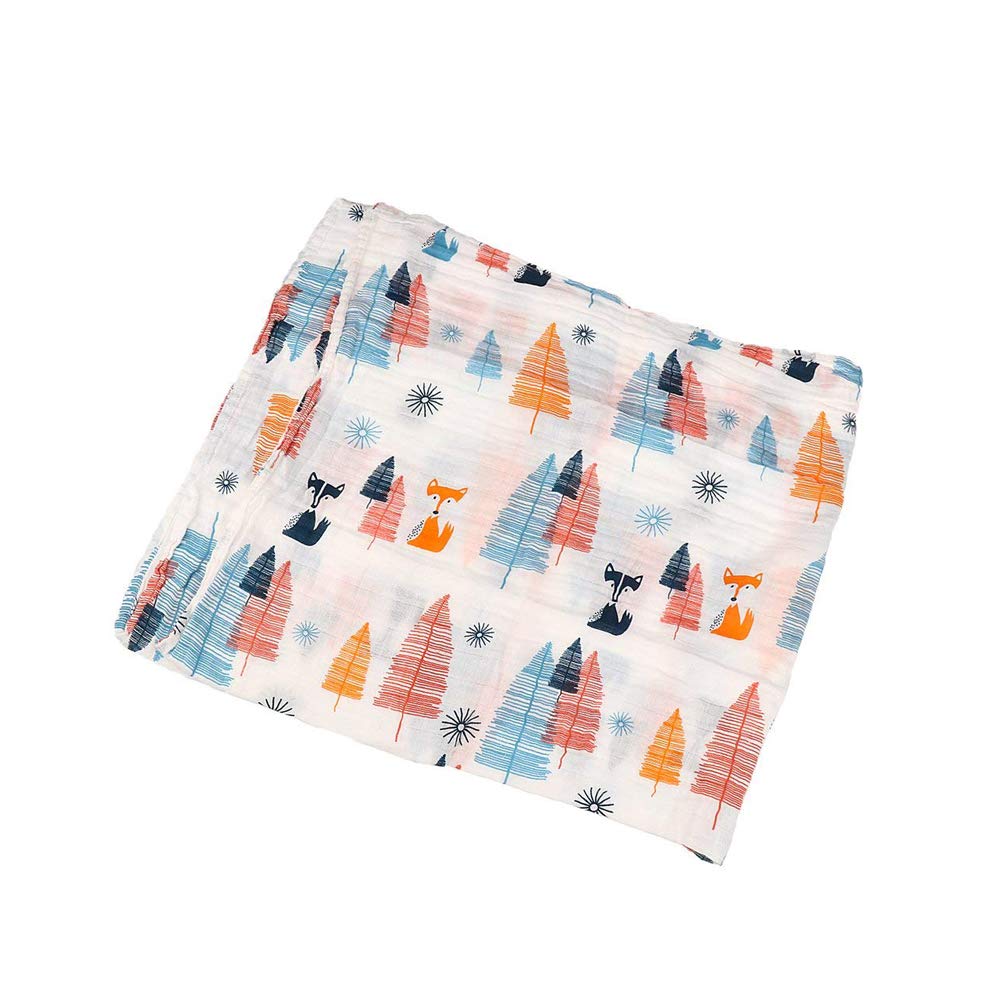 Bambino Swaddle Coperta mussola, 47x47 (3 Pack)"Fox & Deer & Girafe Stampa" Organic mussola di cotone Copertina per per i ragazzi e le ragazze, panni del Burp & Passeggino Copertina