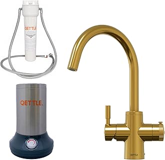 QETTLE Original 4-in-1 Instant Boiling Water Tap | True Boiling, Filtered Cold, Mains Hot & Cold (Gold, 4 Litre Boiler)
