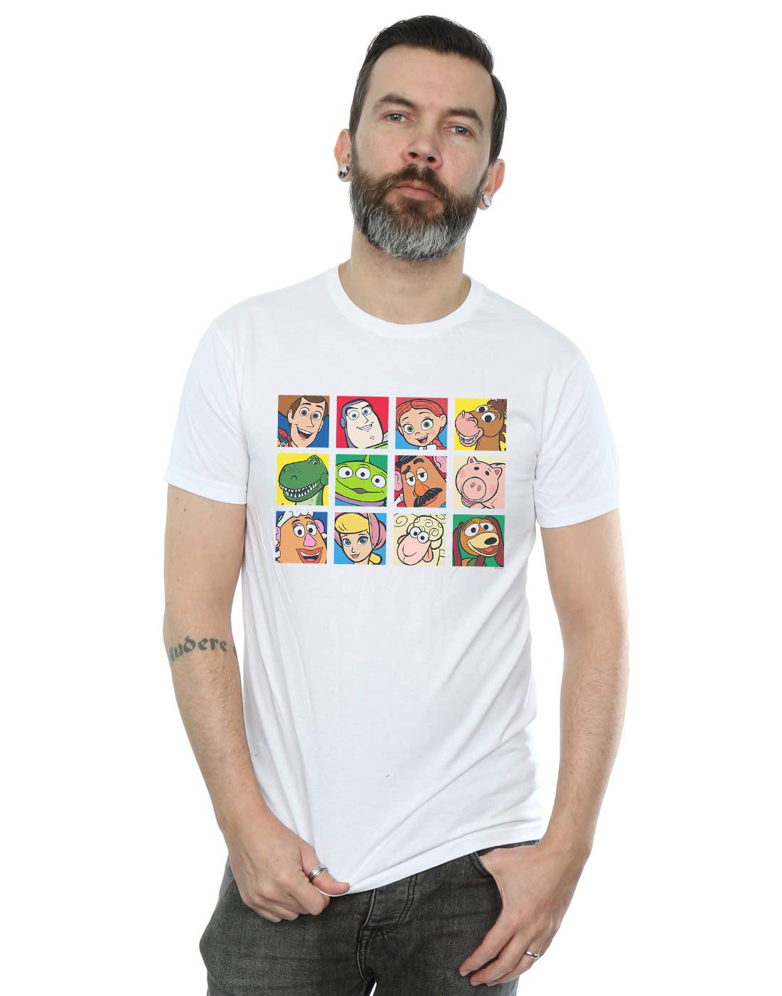 Disney Men's Toy Story Character Squares T-Shirt White XX-Large