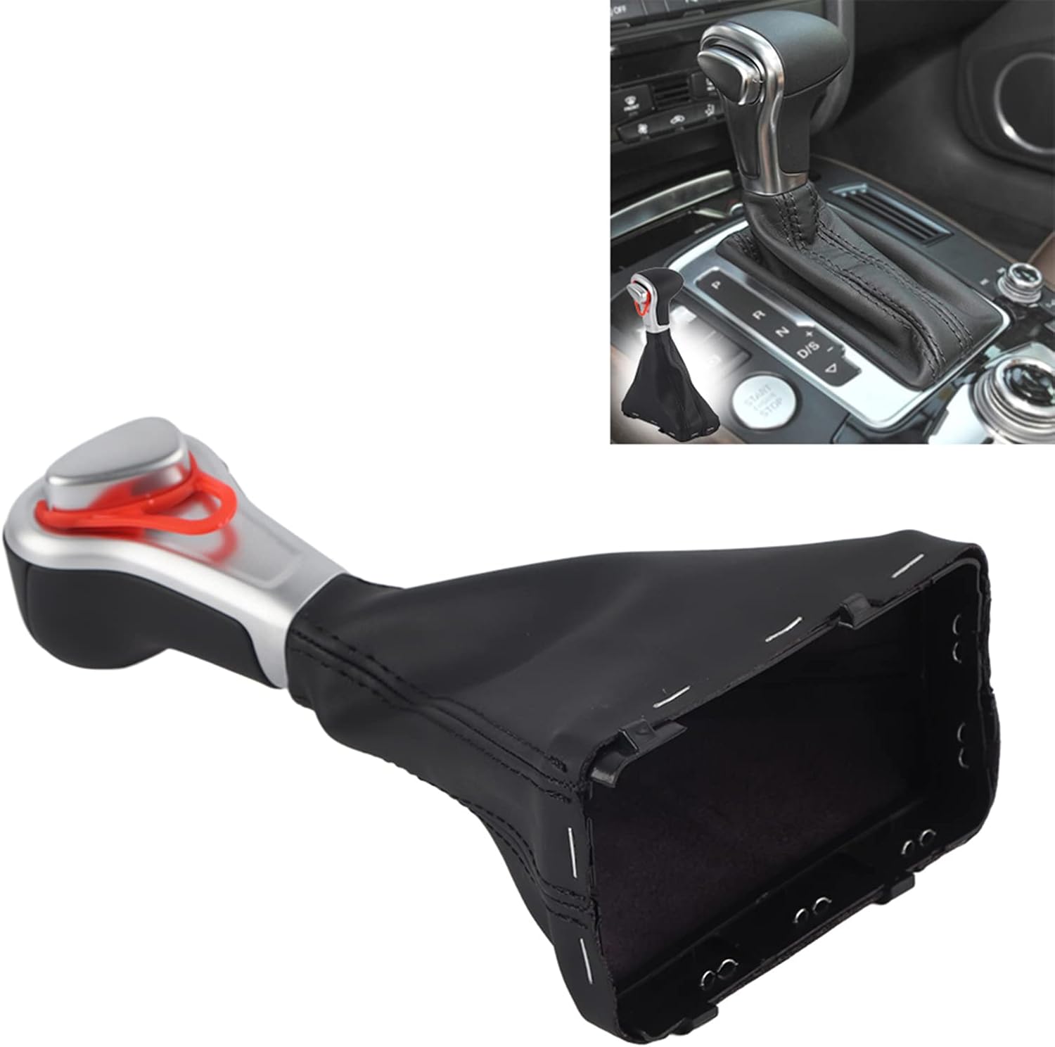 Black Leather Gear Shift Knob Gaitor Boot Cover A4L B8 B8PA Left Hand Drive car