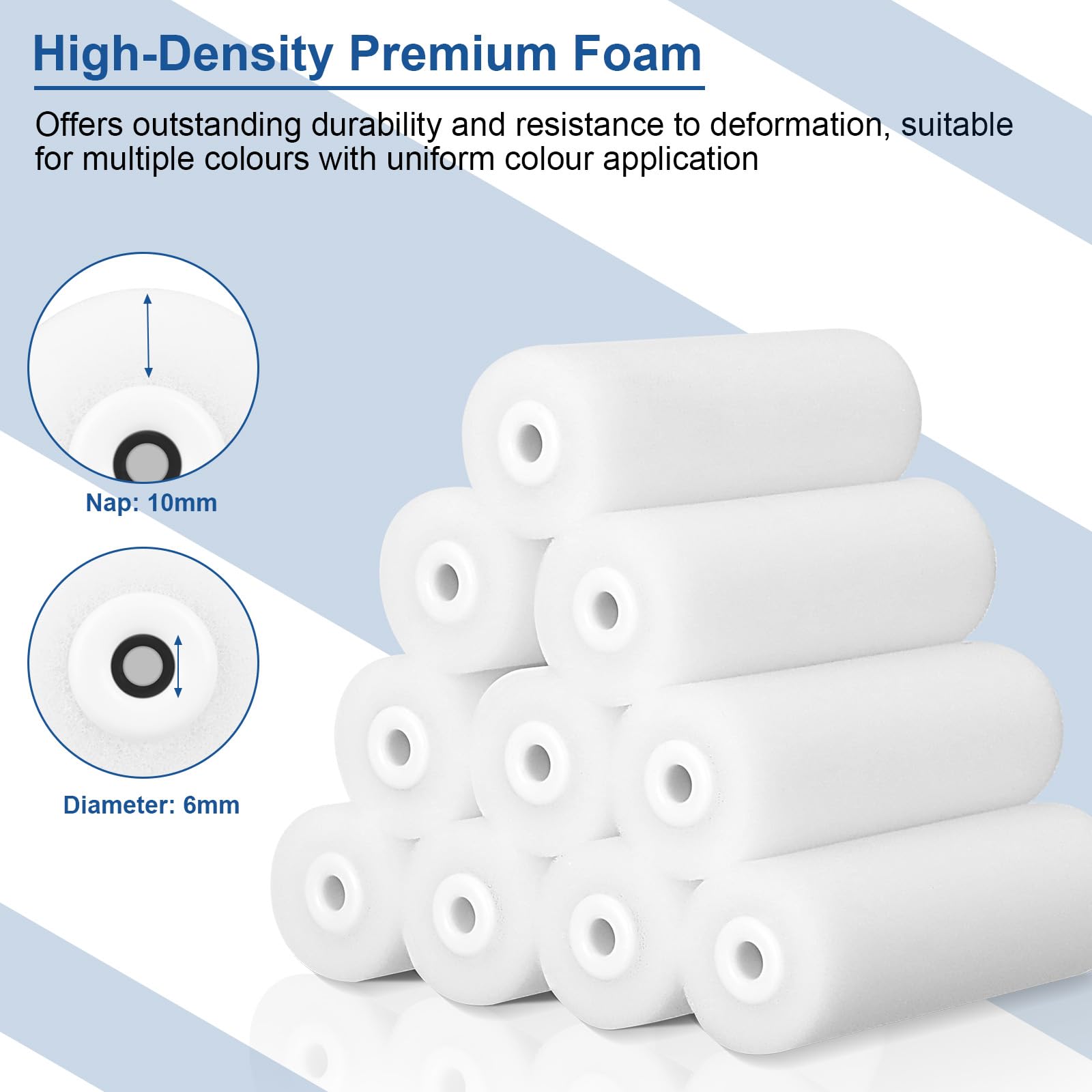 AiQInu Rulli per Dipingere 12Pcs, Include 10 Rullo per Pittura (10.8cm) +1 Vassoio +1 Manico, Rullo Pittura per Pareti, Mobili e Superfici Lisce
