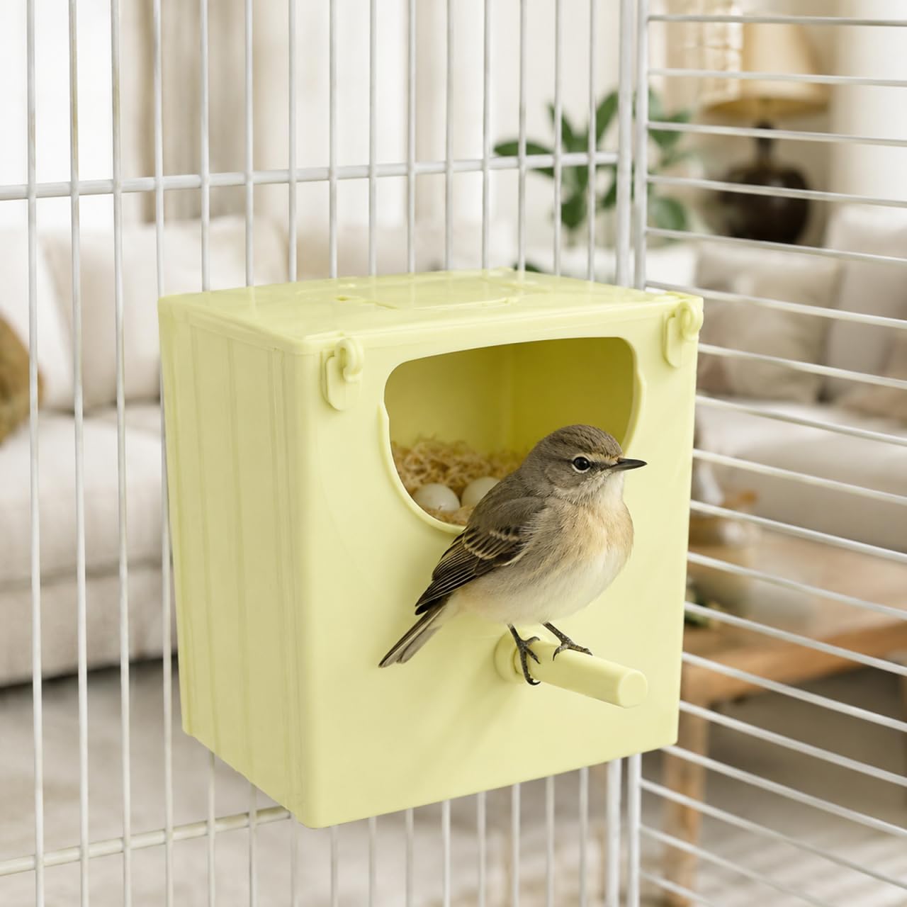 Zerodeko 4 Stück Vogel-Nistkasten, Kunststoff, Sittiche, Nistkasten, zum Aufhängen, Vogelzuchtkäfig, montierter Inkubationskasten, kleine Tierhütte, für Finken, Eichhörnchen, Papageien, Wellensittiche