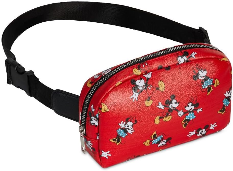 Womens Disney Belt Bag Crossbody Fanny Pack Waist Bag (Mickey Minnie Mouse Red)