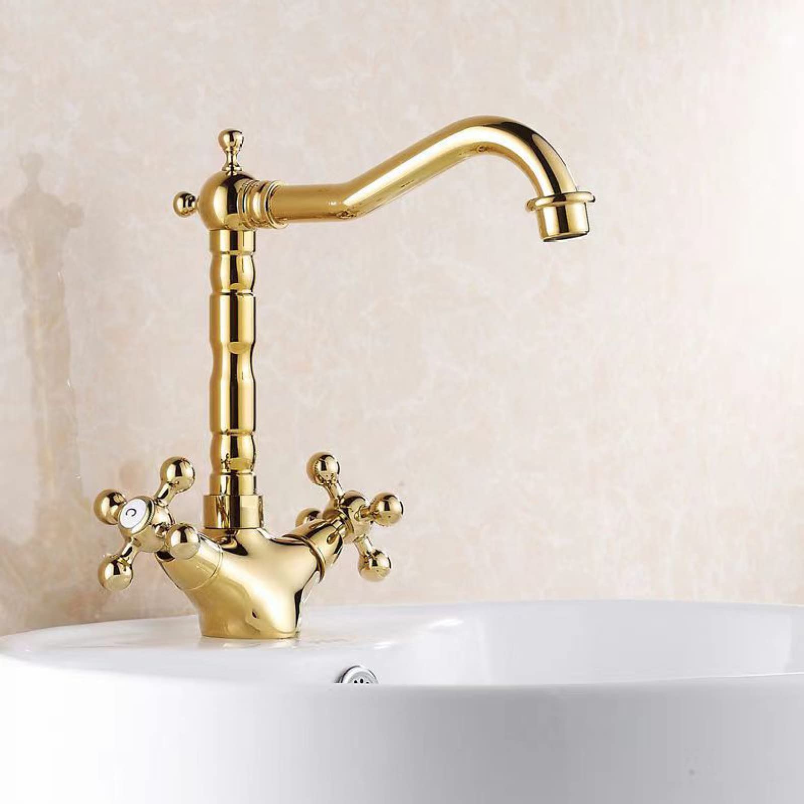 Fanjubei Golden All-Copper Hot And Cold Washbasin Faucet