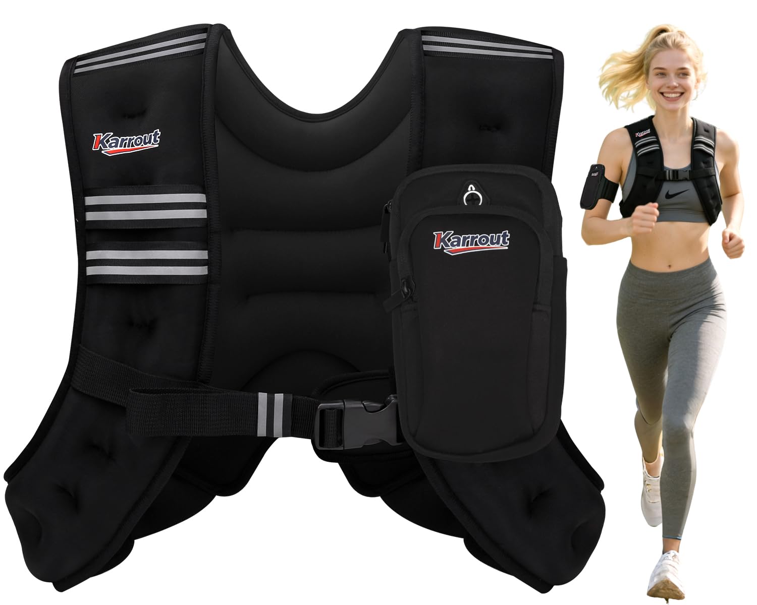 Weighted Vest for Women Men Kids 12lb Body Weight Vests with Pocket and Reflective Stripe and Adjustable Buckle