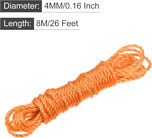 Miniatura 8 de MECCANIXITY Twisted Mason Line - Cuerda de nailon color negro, 26.2 ft26 pies de diámetro de 0.157 in de diámetro para redes, paisajismo, mejoras