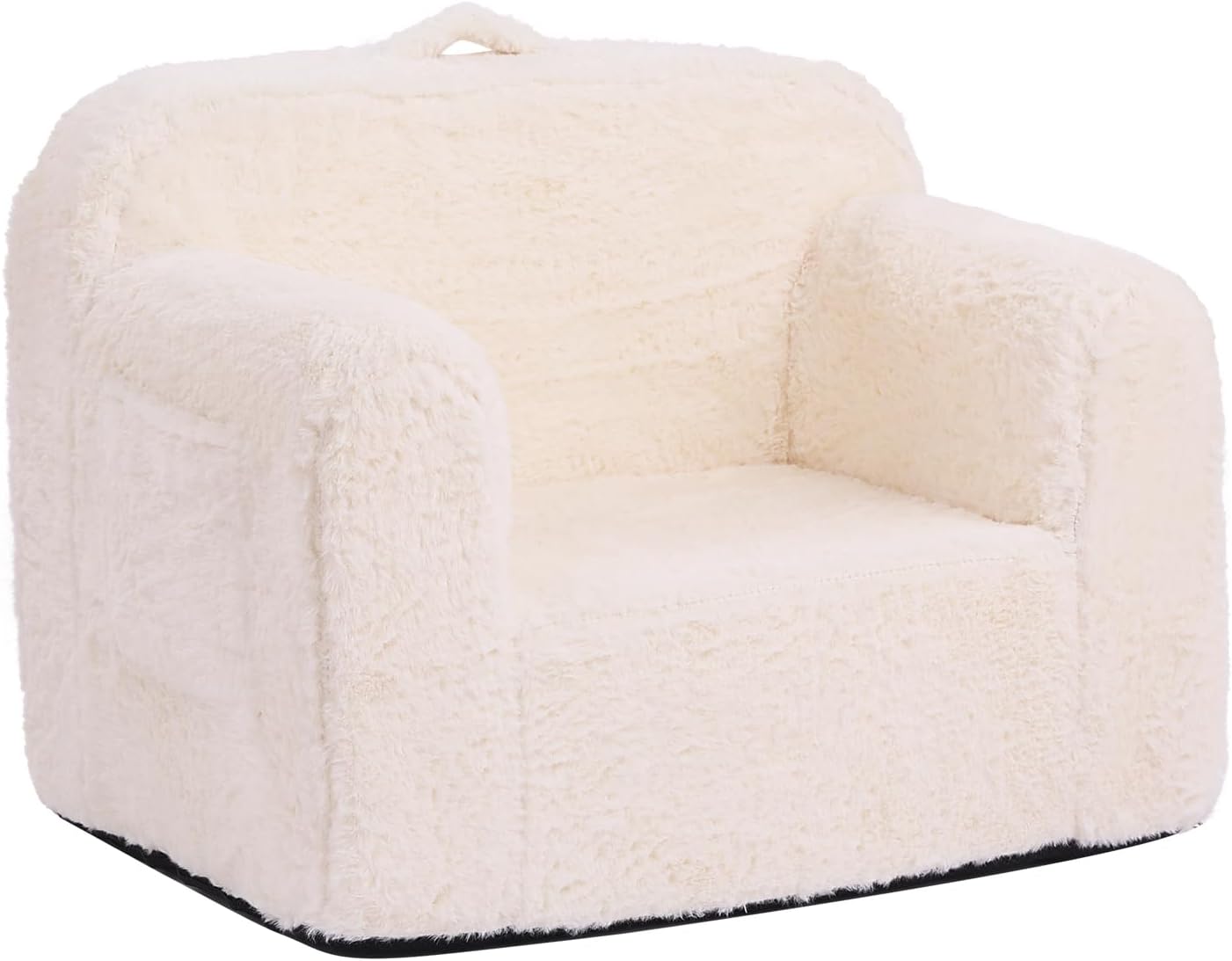 Tiita Kids Sofa, Childrens Couch with Carry Handle, Portable Toddler Foam Sofa Couch,Nursery Kids Couch, Lightweight Kids Chair for Playroom, Dorm Room, Small Space,Faux Fur Beige