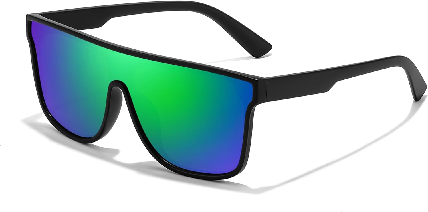 FEISEDY Men Women Polarized Sunglasses, Flat Top Trendy Oversized Square Shades UV400 B4141