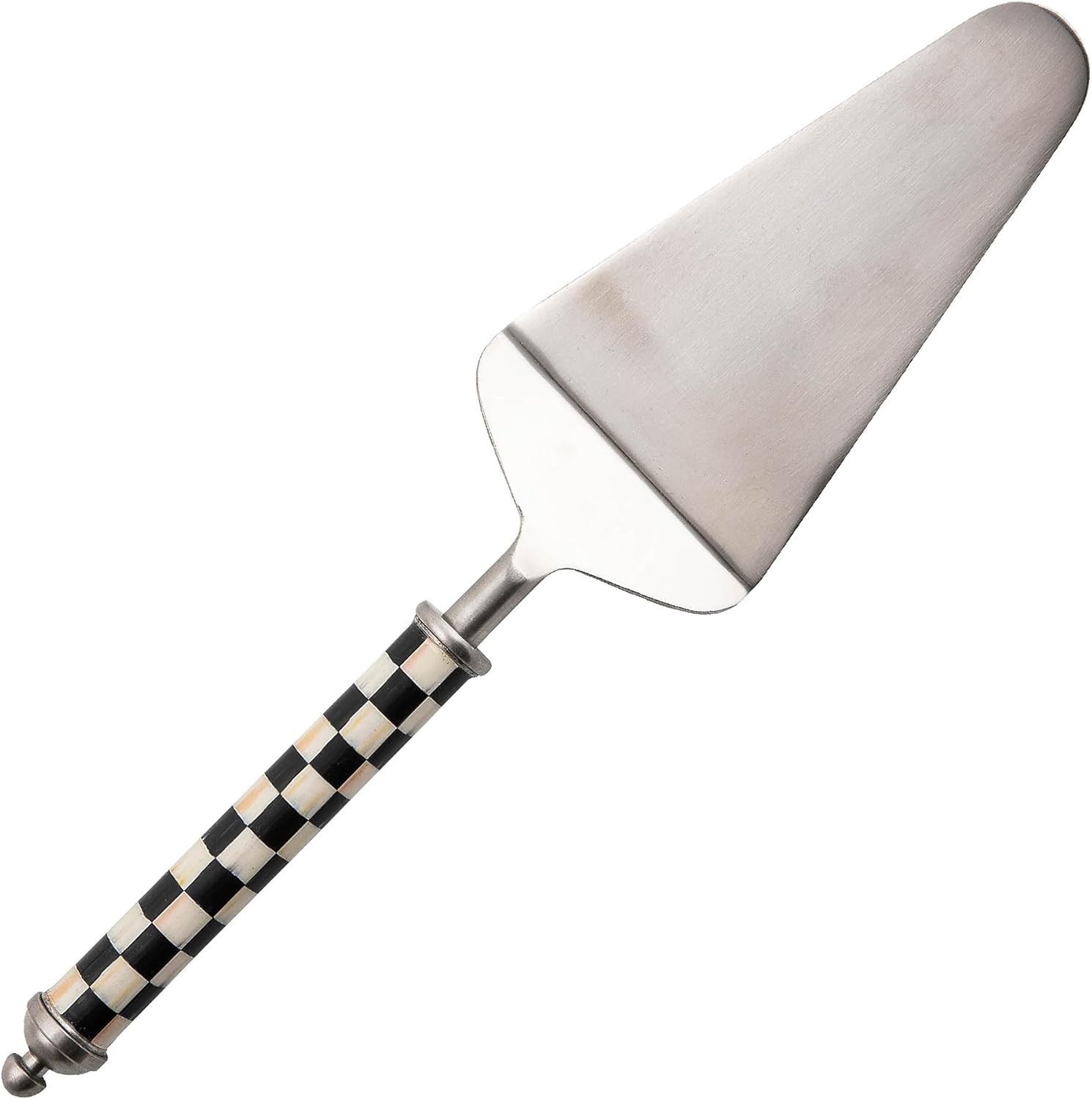 Mackenzie-Childs Supper Club Pie Server, Stainless-Steel Kitchen Pie Cutter, Serving Tool for Dessert, Black-and-White Courtly Check