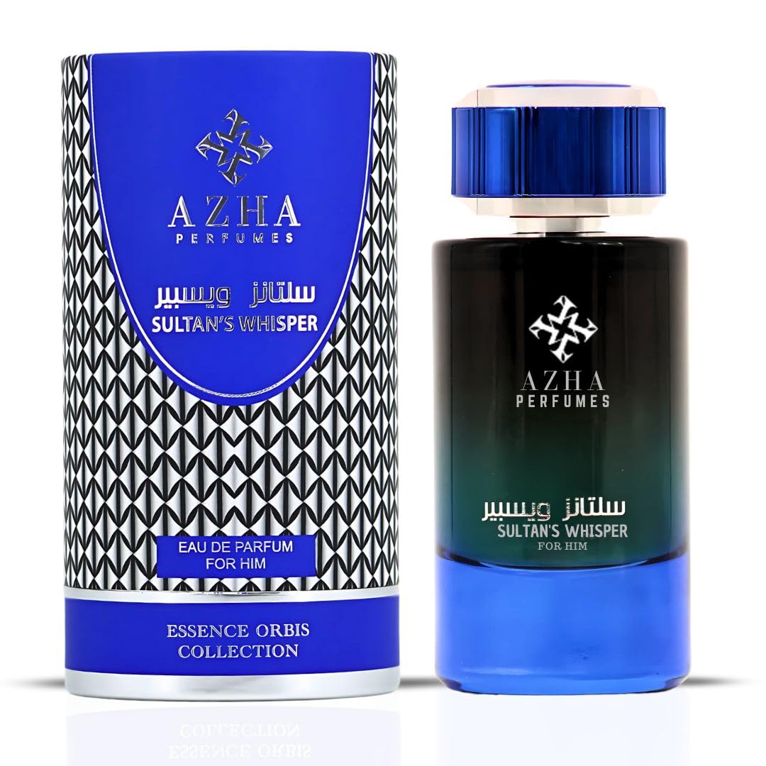 Azha Sultan's Whisper For Him Eau De Parfum Spray 100ML (3.4 OZ) Long Lasting Arabian Perfume For Men - A Regal Blend of Spices, Smoke, Vanilla, Tonka, Amber & Rich Fragrance - Signature Perfume Men