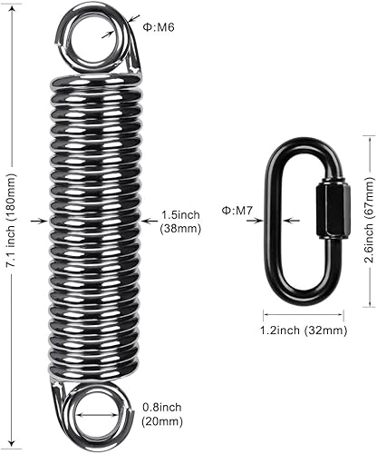 Miniatura 6 de SELEWARE Muelles oscilantes resistentes para silla de hamaca, columpio de porche, soporte de hamaca, diseño de anillo doble cerrado de hasta 500