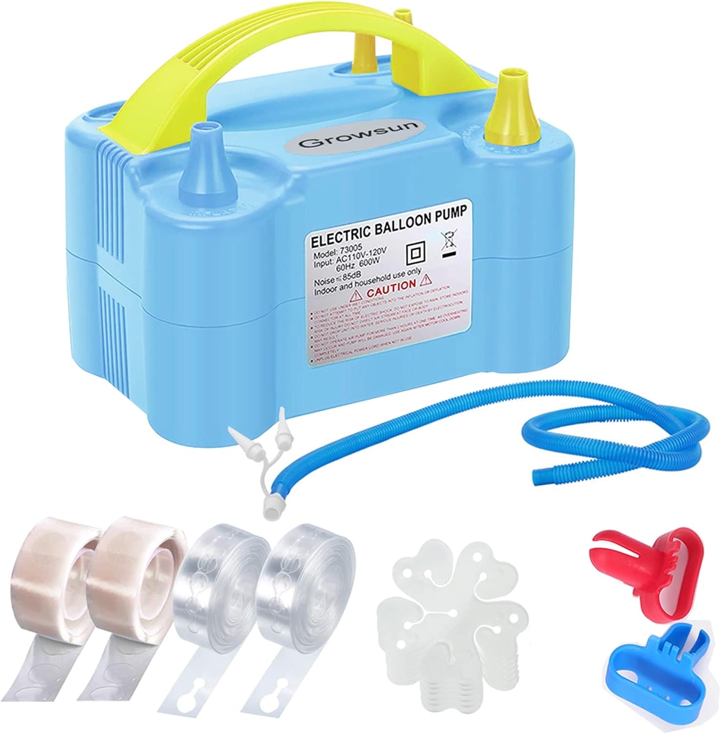 Growsun Balloons Pump Kit Electric Balloon Garland Arch Kit Air Blower Inflator for Party Decoration w/Ballons Tape Strip, Light Blue