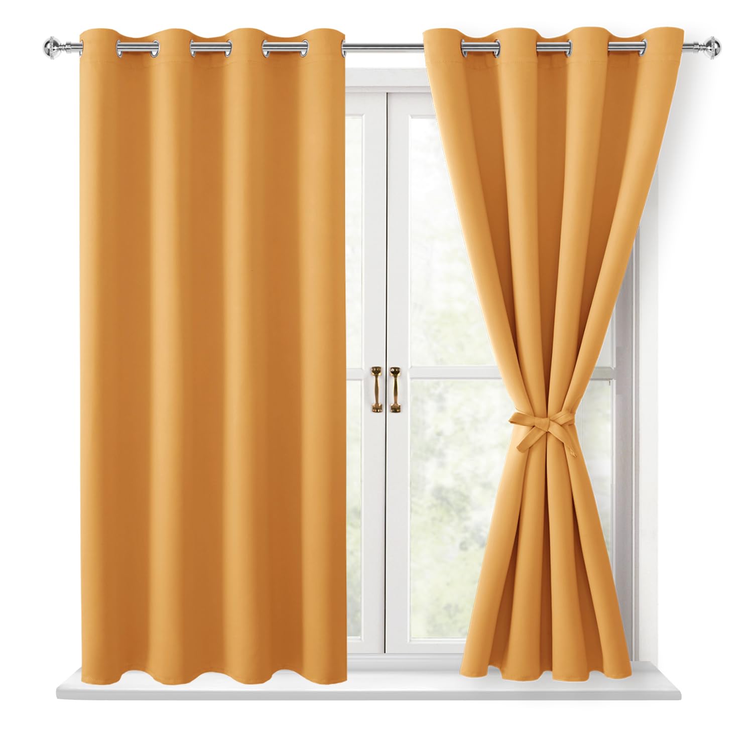Hiasan Blackout Curtains for Bedroom, 52 x 54 Inches Long - Thermal Insulated & Light Blocking Window Curtains for Living Room, 2 Drape Panels Sewn
