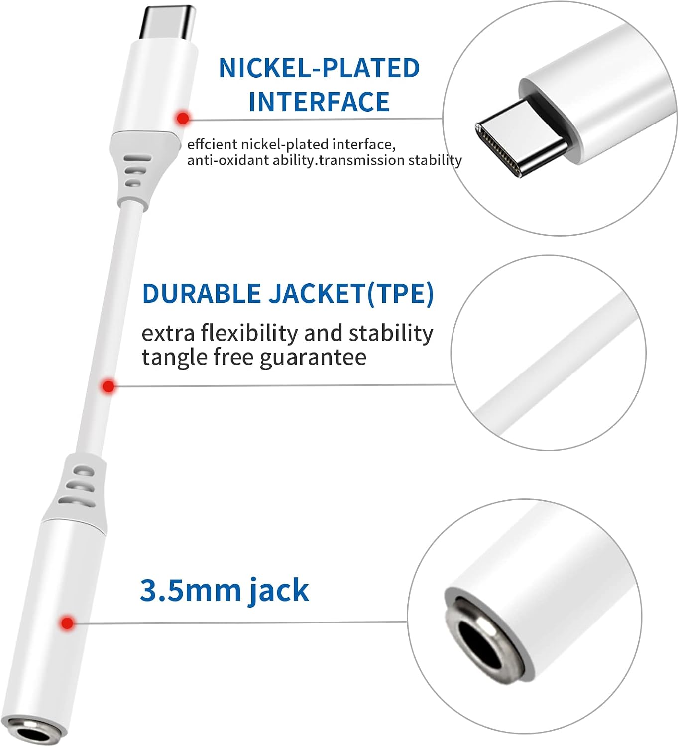 USB C to 3.5mm Female Headphone Adapter, 2 Pack ENVEL Type C to Aux Audio Cable Compatible with Samsung Galaxy S23 S22 S21 S20 FE Ultra S20+ 5G, iPad Pro 2022/2021/2020/2018,Google Pixel 5/6/7
