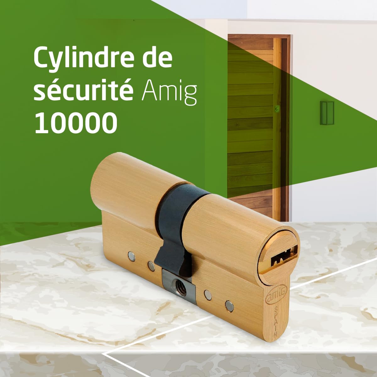Amig - Cylindre Haute Sécurité | Système Anti-Chocs | Double Embrayage | Serrure Menuiserie Métallique | Compatible Interrupteur Extérieur, Laiton Mat, 70 mm (30-40), Métal