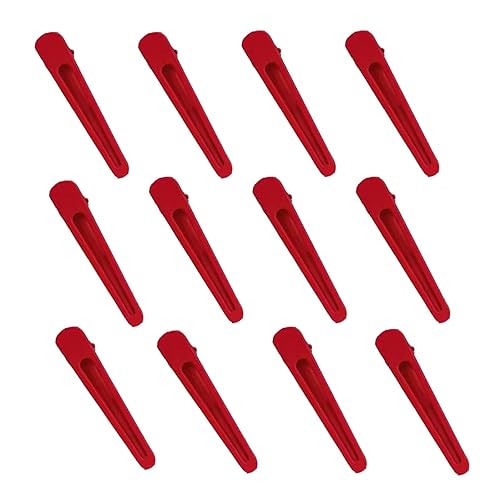 12 pinzas para el pelo de aleación para mujer, pinzas de cocodrilo de metal para damas, accesorios de pelo rojo para fiestas diarias (B)