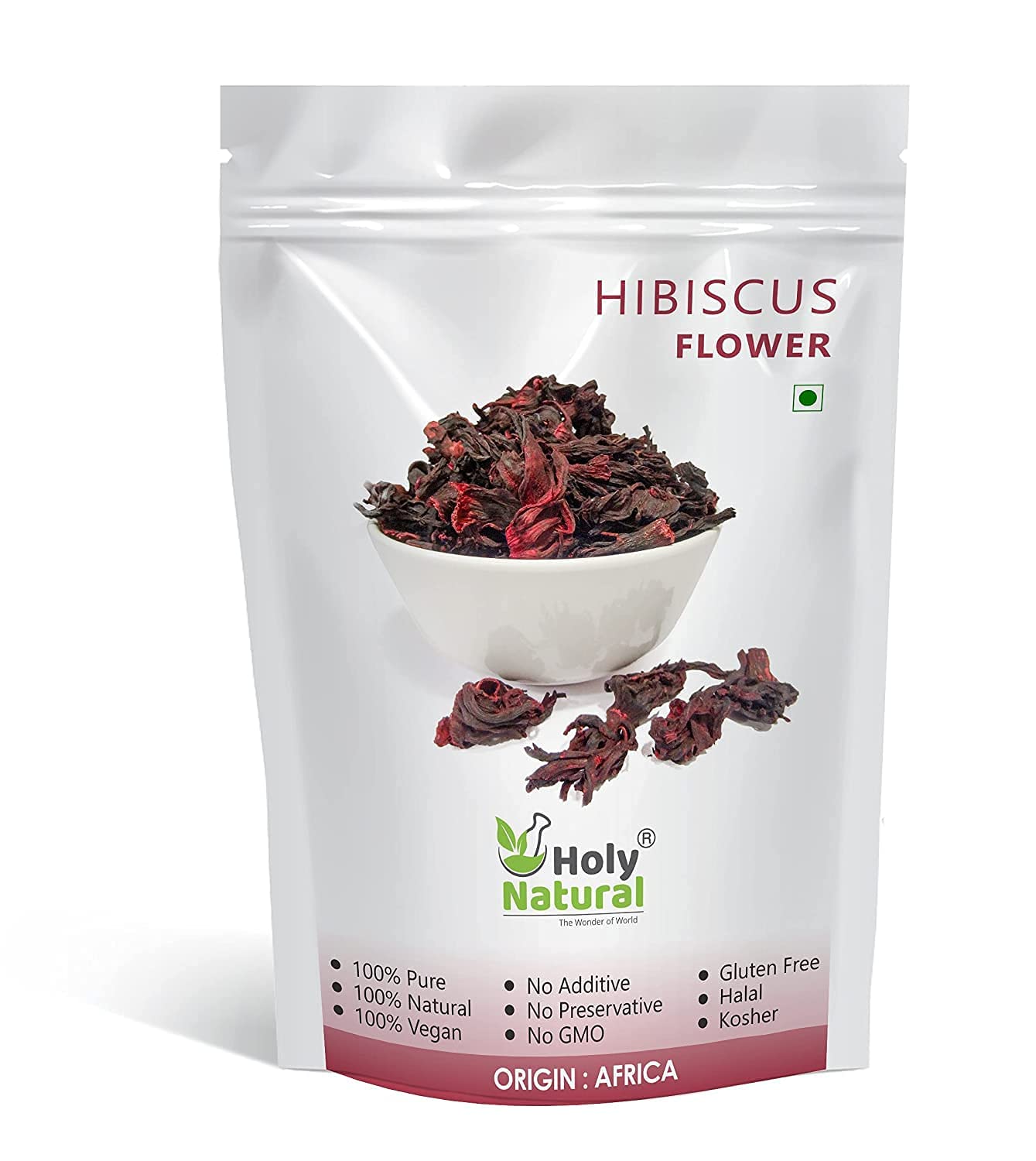 QURA Kwiat hibiskusa – 100 g, suszona i jadalna herbata z kwiatów hibiskusa, 100% płatki kwiatów hibiskusa, świetne źródło witaminy C, popularna ze względu na kolor, pikantność i łagodny smak.
