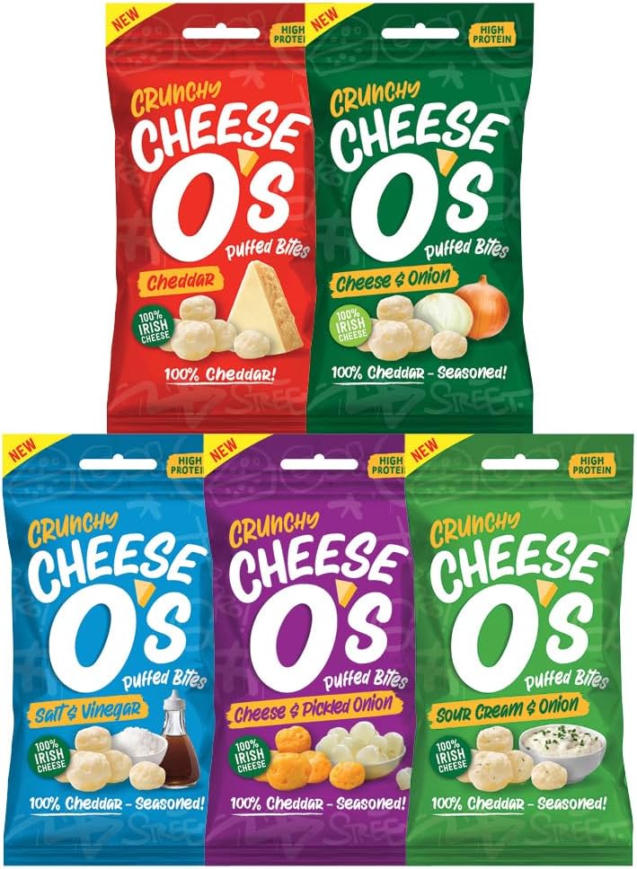 CheeseO's Crunchy Baked Cheddar Bites - Variety Multipack 25g (Pack of 10) - Keto Snacks - 10g Protein - Low Carb - Vegetarian - Gluten Free